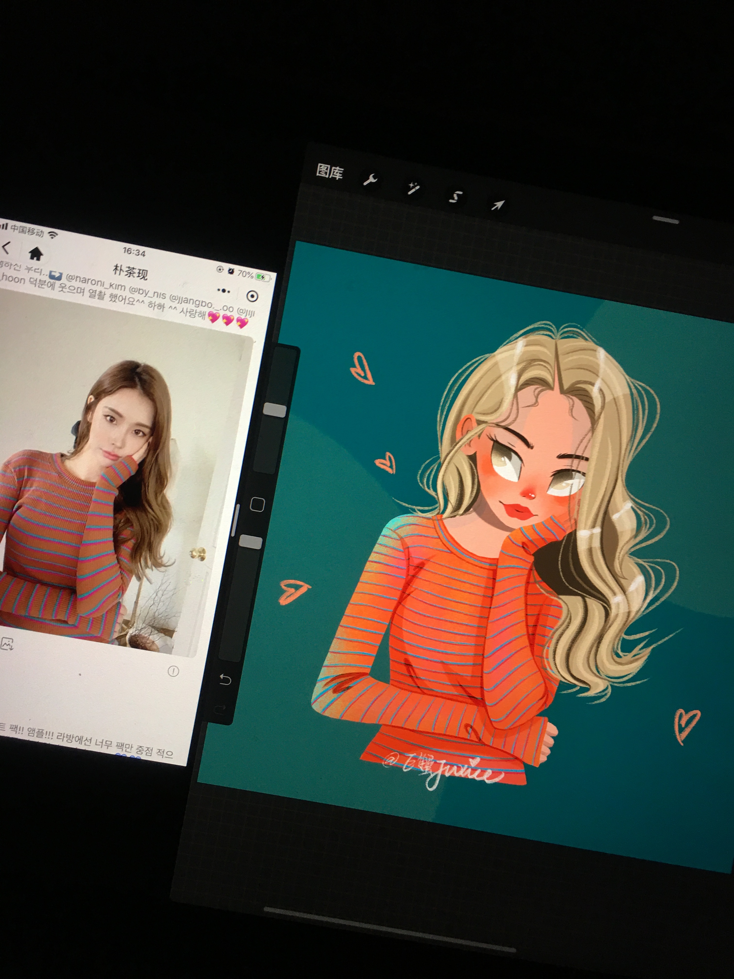 欧美风procreate原创插画头像|插画|插画习作|巨蟹jux