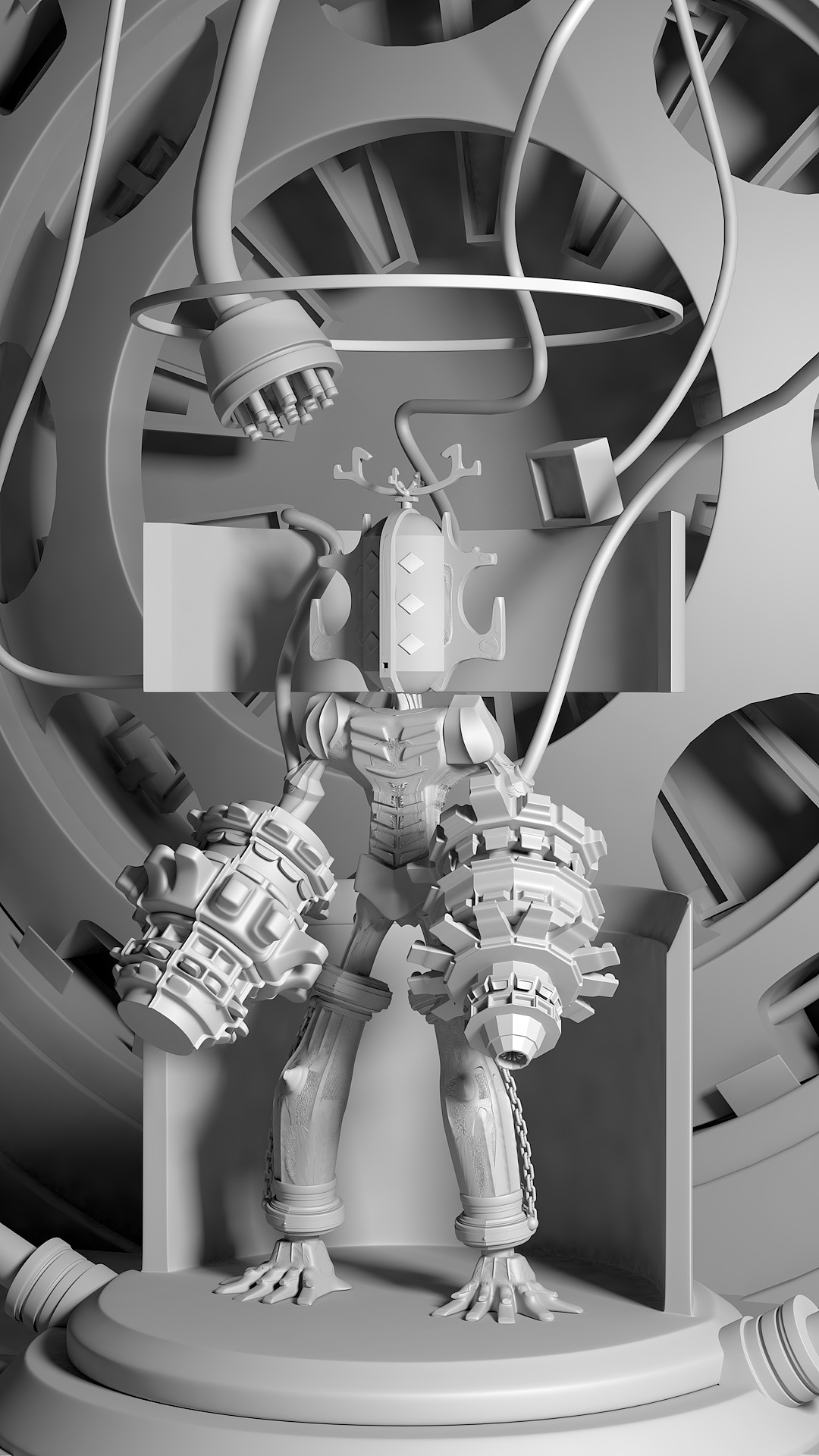 C4D人物创意建模练习-生化人