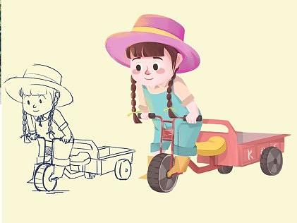 卡通小女孩（个人主页-ZNTg3MTY5Mjg=） - 儿童插画 - 站酷设计师橘子皮本皮原创素材 - 站酷ZCOOL