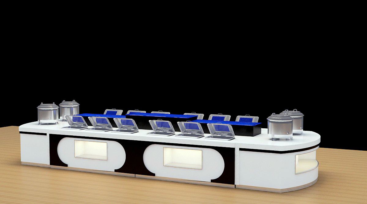 亚克力海鲜冰槽定制 发光茶歇台制作 酒店移动布菲台