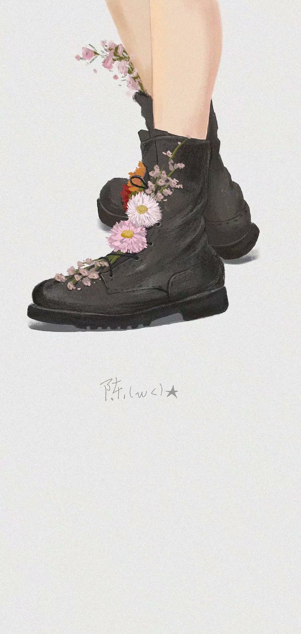 鞋子里长出了不知名的花（图ZMjIyNzIxOTc2） - 艺术插画 - 站酷设计师超想吃冰粉原创素材 - 站酷ZCOOL