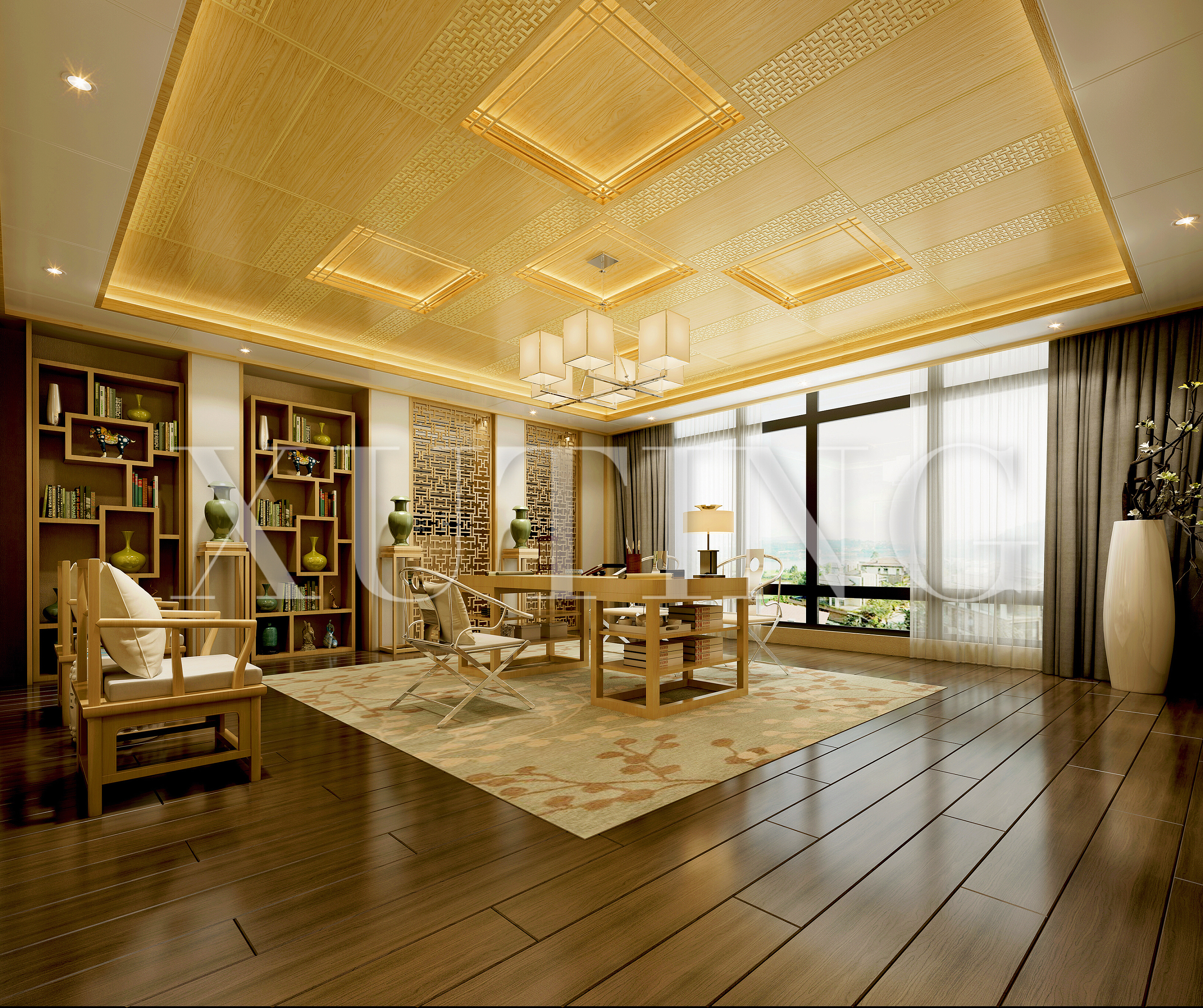 新中式风格室内设计作品|三维|建筑/空间|金夕xuting - 原创作品 - 站