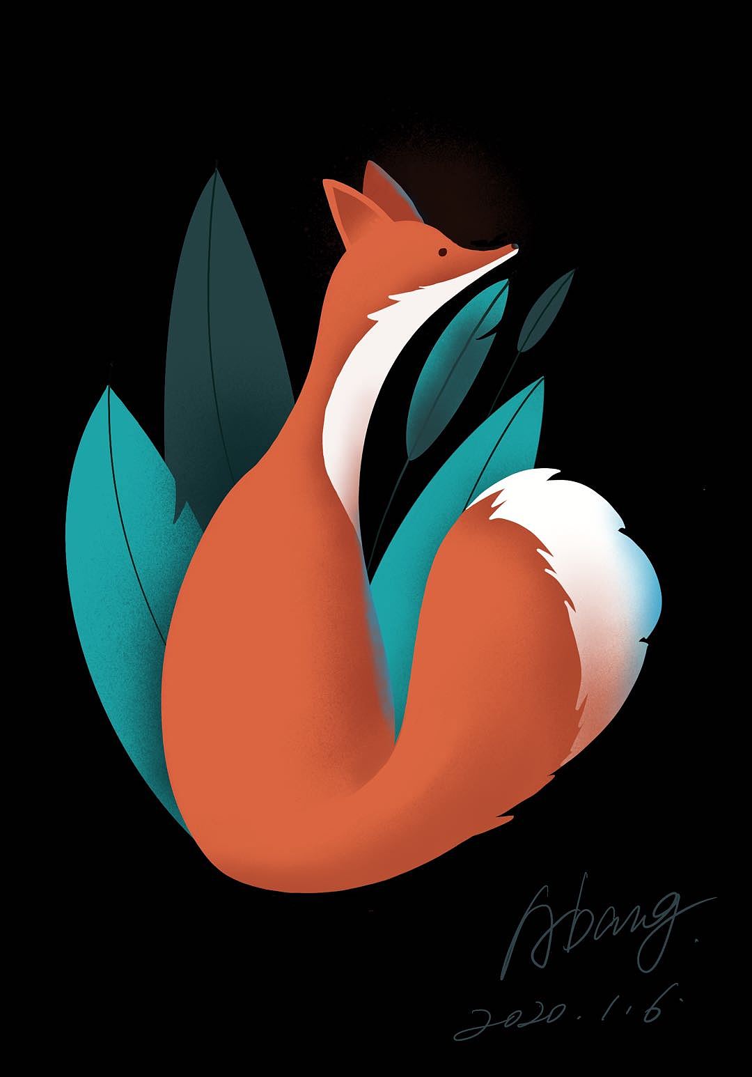 画幅小狐狸|插画|艺术插画|阿邦abang - 临摹作品 - 站酷 (zcool)