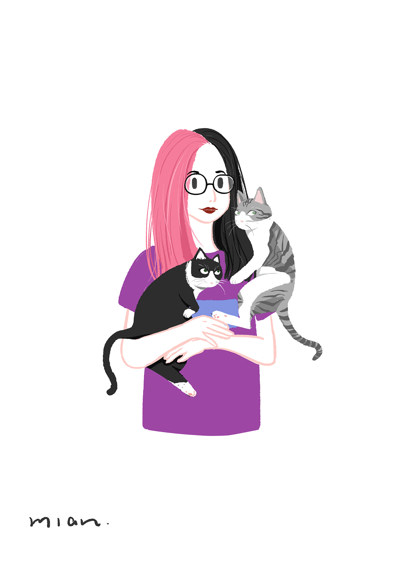 两只猫和猫主人