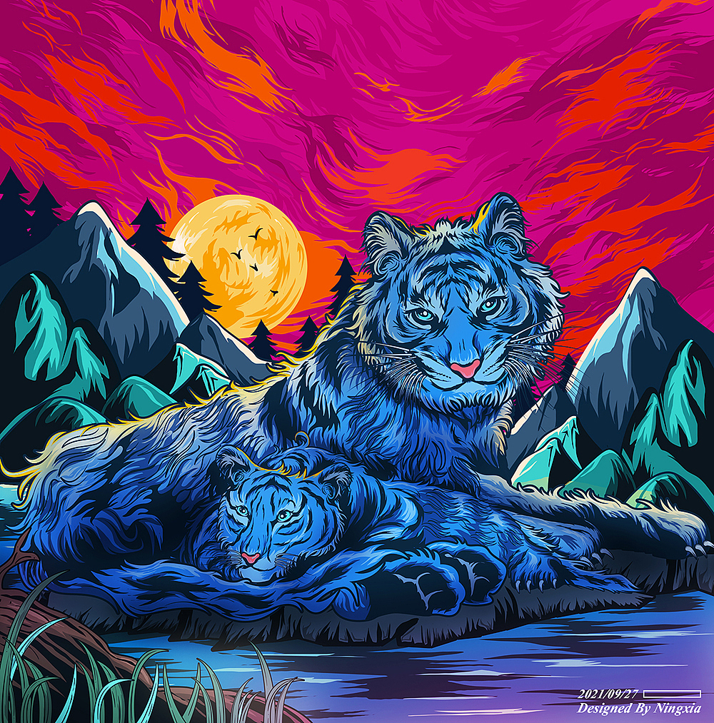 虎年-台历插画海报设计