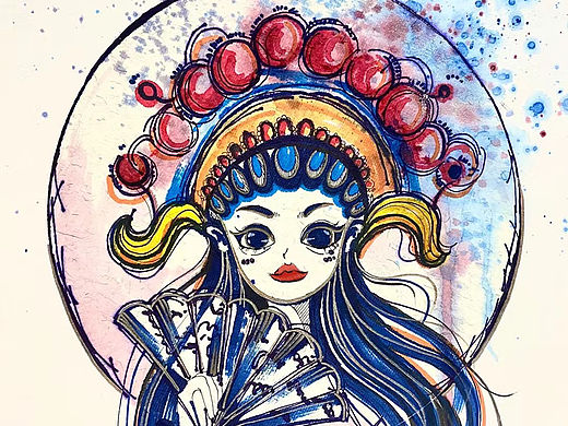 卡通戏曲人物插画