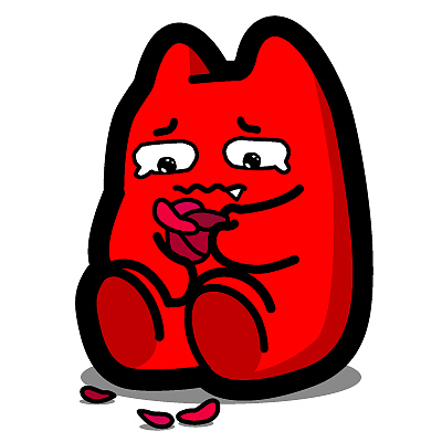 15魔鬼猫表情-掰花瓣】#全身 坐 数花瓣 哭 玫瑰 失恋 难过 伤心 ip