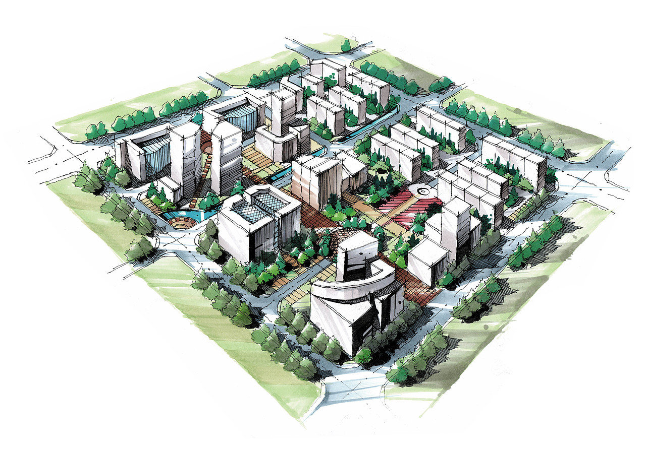 规划手绘马克笔上色