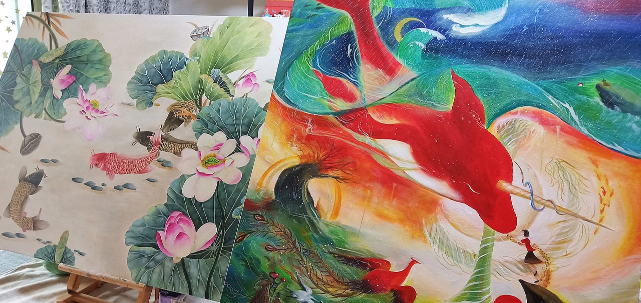 丙烯画《大鱼海棠》