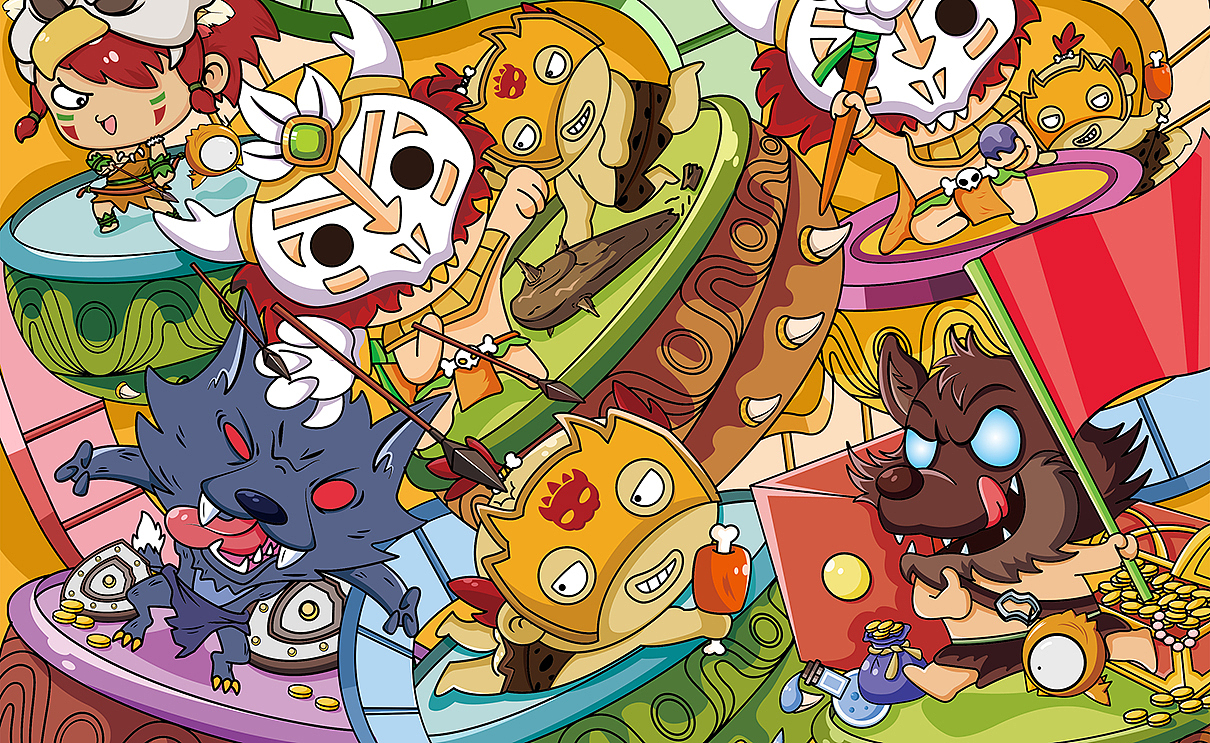 2018年部落偷袭之狼人杀|野人突袭卡牌游戏形象IP设计