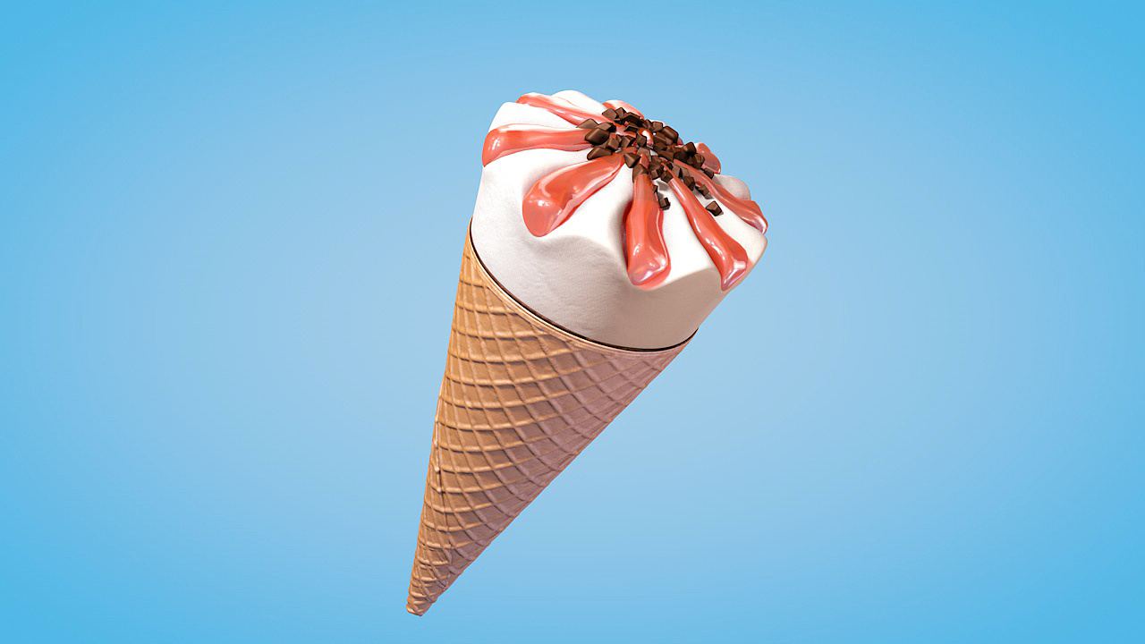 蛋筒冰淇淋 蛋筒冰激淋 ice cream 3d三维全息模型