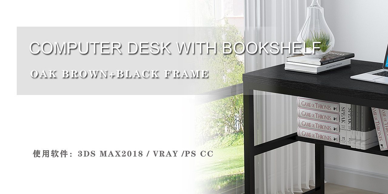 COMPUTER DESK WITH BOOKSHELF | ELEGANT | 亚马逊