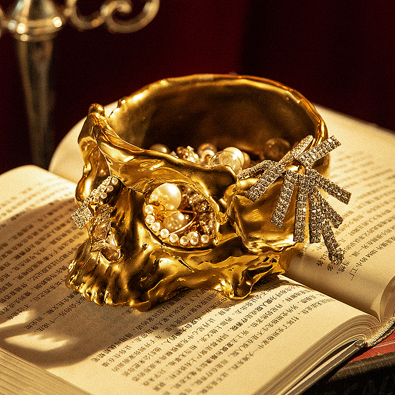 【SKULL】骷髅 暗黑系1300°电镀金属色陶瓷烟灰缸摆件