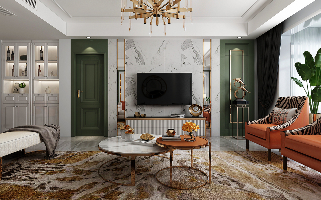 济南万泰装饰绿地国际城133平现代轻奢风格案例