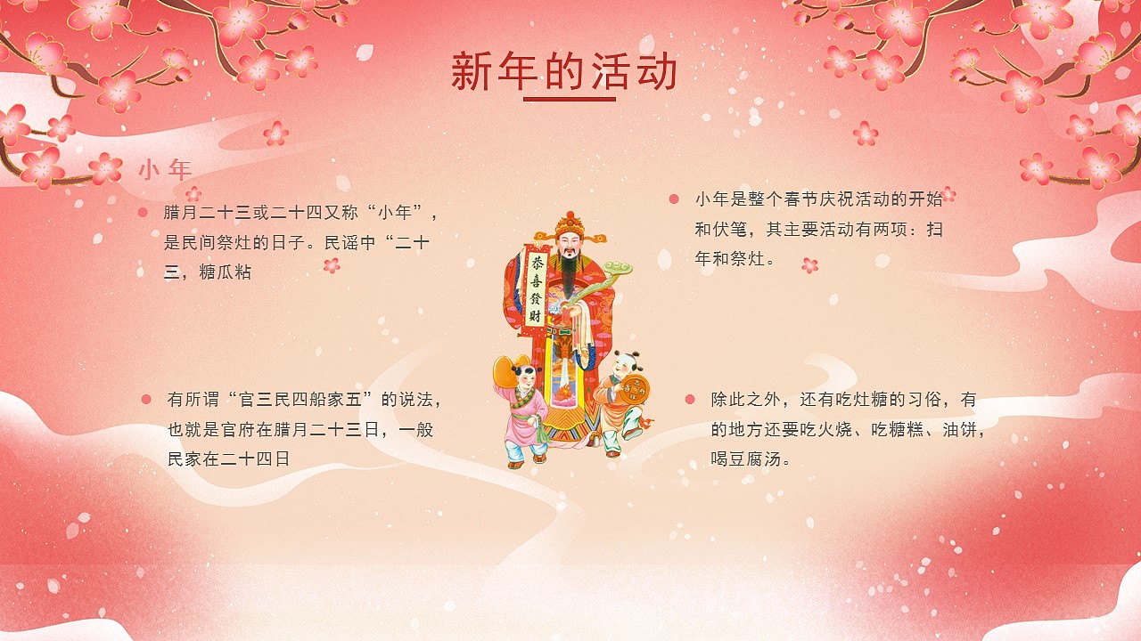粉红古风中国传统节日春节习俗介绍PPT模板