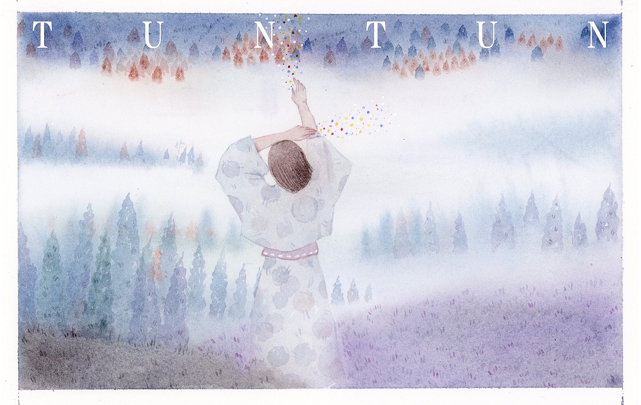 一组水彩少女故事