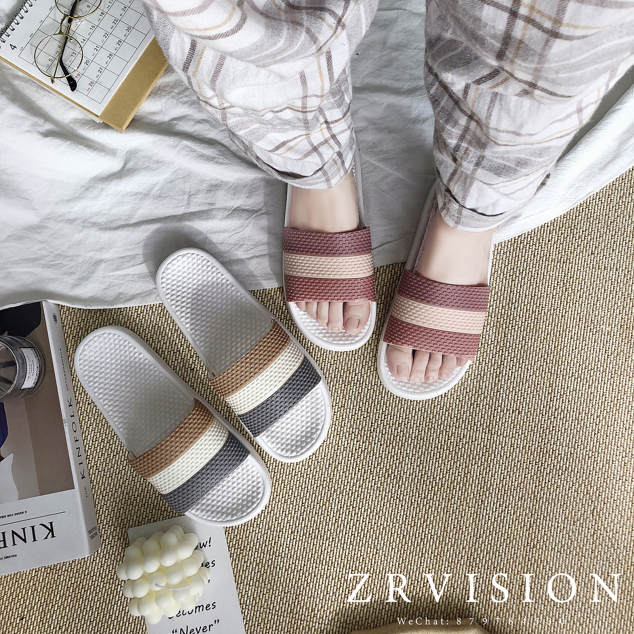 ins风夏天款凉拖鞋拍摄实景静物图小产品拍照摄影图片