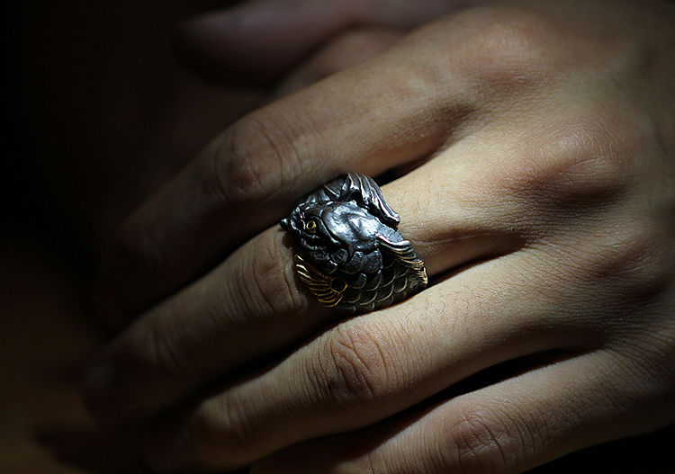 男士金鳍锦鲤戒指夸张个性男戒925银18K金手工定制（图ZOTY3NzM5MjA=） - 首饰设计 - 站酷设计师骸首饰工作室原创素材 - 站酷ZCOOL