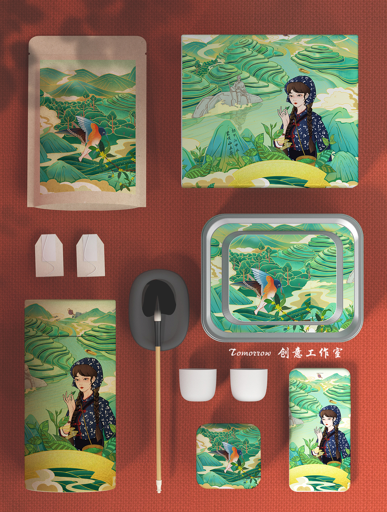 蒙顶山甘露茶叶包装设计（图ZMjYwNDEzMzgw） - 商业插画 - 站酷设计师小花花的小香瓜吧原创素材 - 站酷ZCOOL