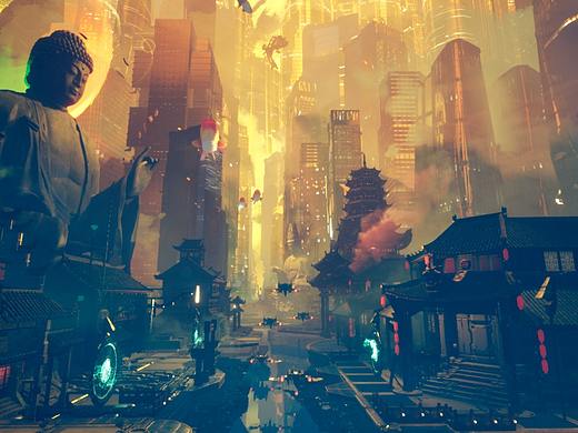 【未来信仰】中国风赛博朋克UE4场景设计