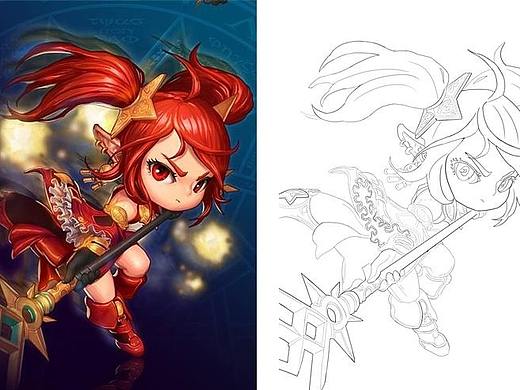 CG绘画教程丨板绘丨新手临摹线稿的好用技巧：形状概括法