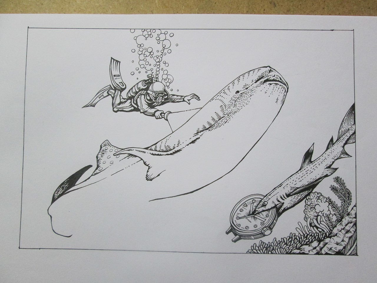 深海系列——遇见鲸鲨(手绘过程)