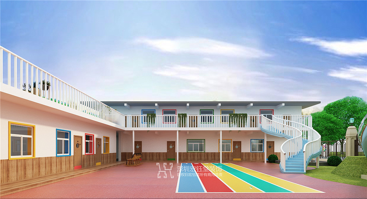 郑州800平普惠园户外场地装修设计效果图-宏钰堂专业普惠园设计公司