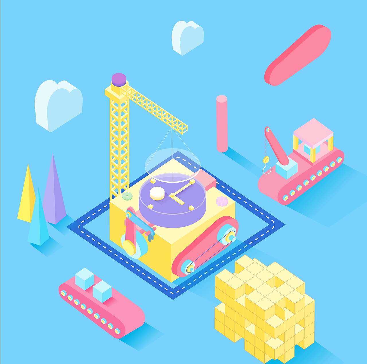 2.5D场景插画（图ZMjU2OTY5OTYw） - 商业插画 - 站酷设计师开心123456原创素材 - 站酷ZCOOL