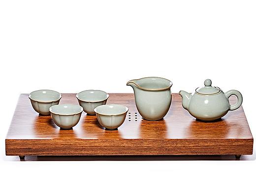 雅瓷 汝窑水平壶茶具 一壶四杯