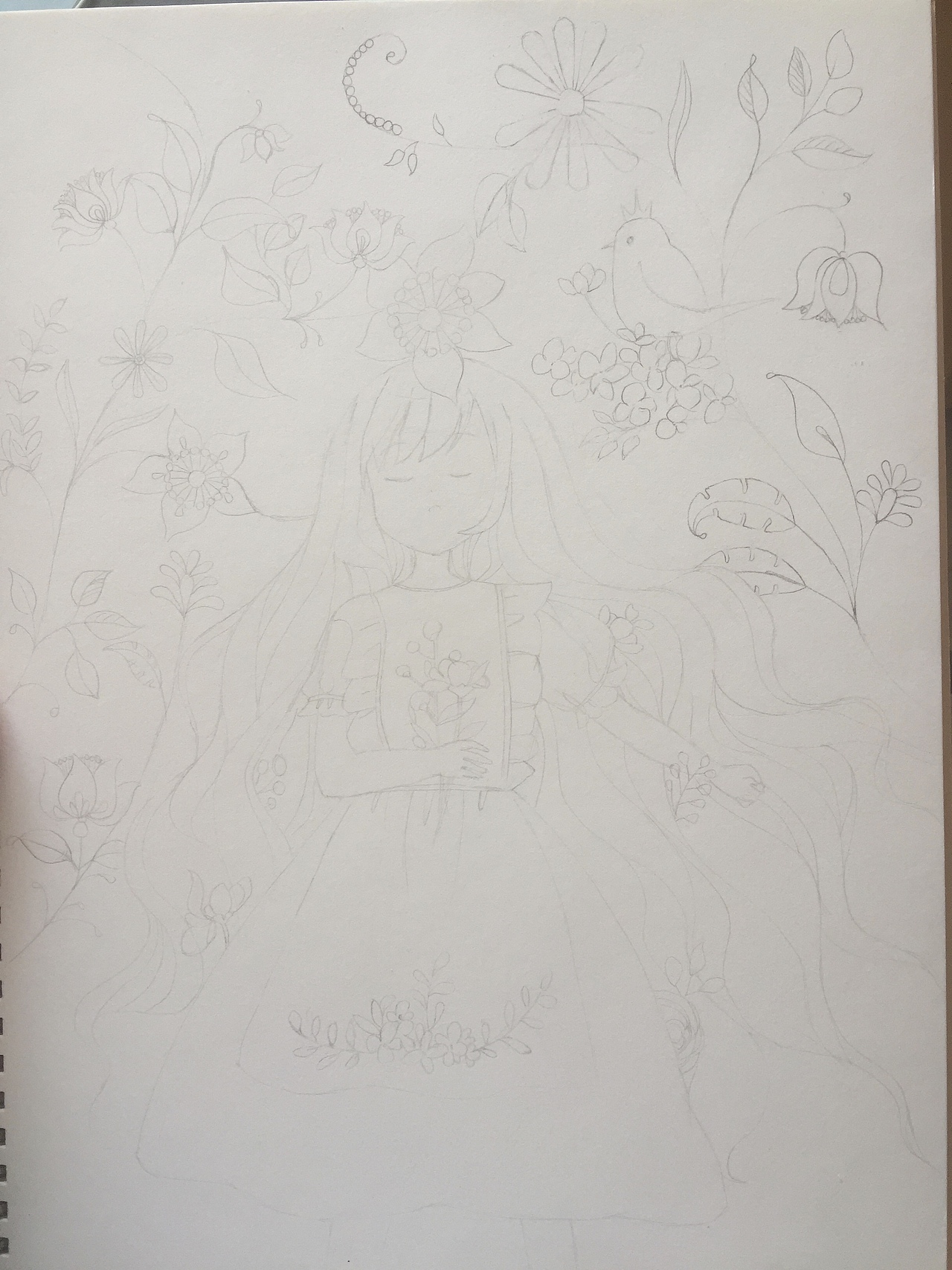 少女的梦-小清新手绘插画习作