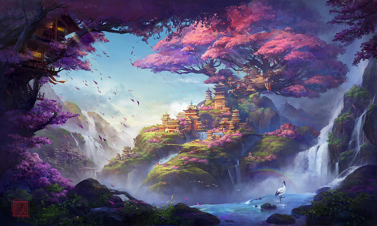 轩辕山海界-桃花源（图ZMjA0NDk4MzMy） - 商业插画 - 站酷设计师游歌文化原创素材 - 站酷ZCOOL