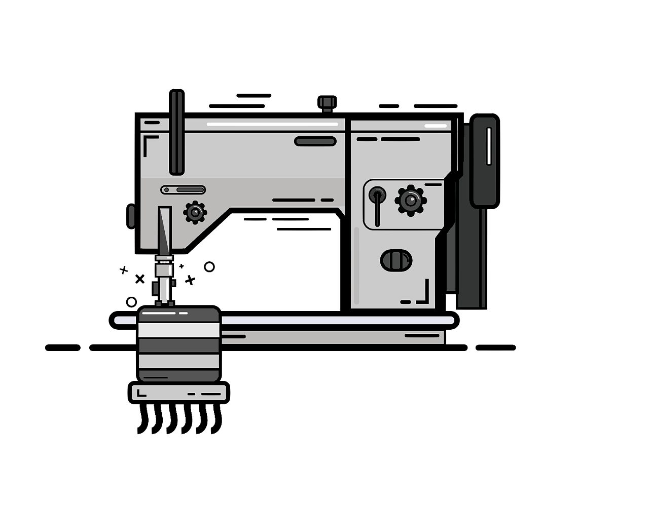 奶奶家有一台老式的缝纫机,我画的有点现代感.