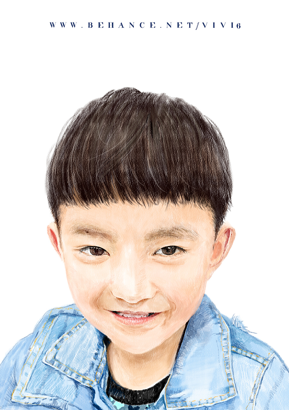 一组儿童肖像彩铅画