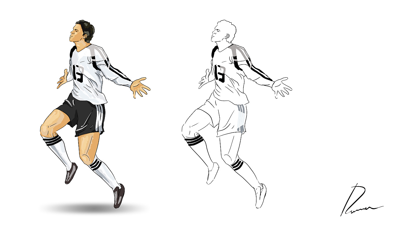 手绘,足球运动员