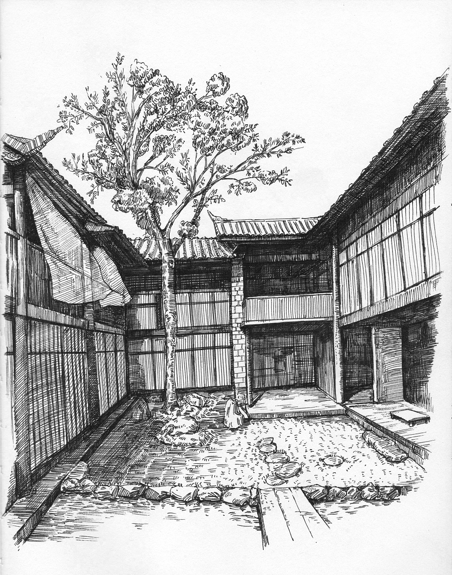 原创作品:丽江束河艺术酒店效果素描