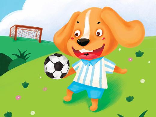 小狗踢球