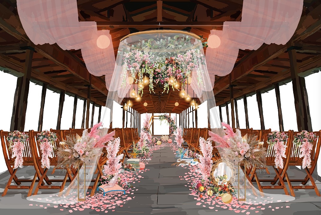 婚礼手绘/婚礼效果图/宴会设计作品9