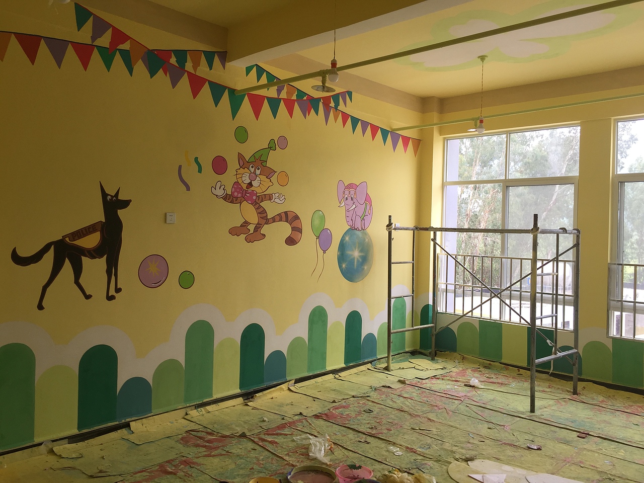 云南昆明幼儿园墙体彩绘手绘墙绘墙画—寻甸金源幼儿园（图ZMTkxMzI2NDk2） - 其他手工艺 - 站酷设计师云南锦泰彩绘原创素材 - 站酷ZCOOL