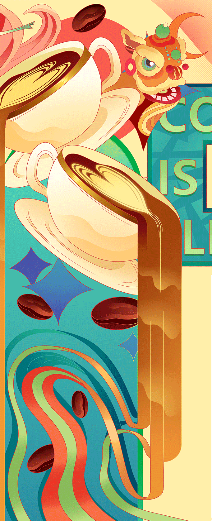 商业美食街壁画长图新年氛围（图ZMjkyMTY1MjUy） - 商业插画 - 站酷设计师執子范原创素材 - 站酷ZCOOL