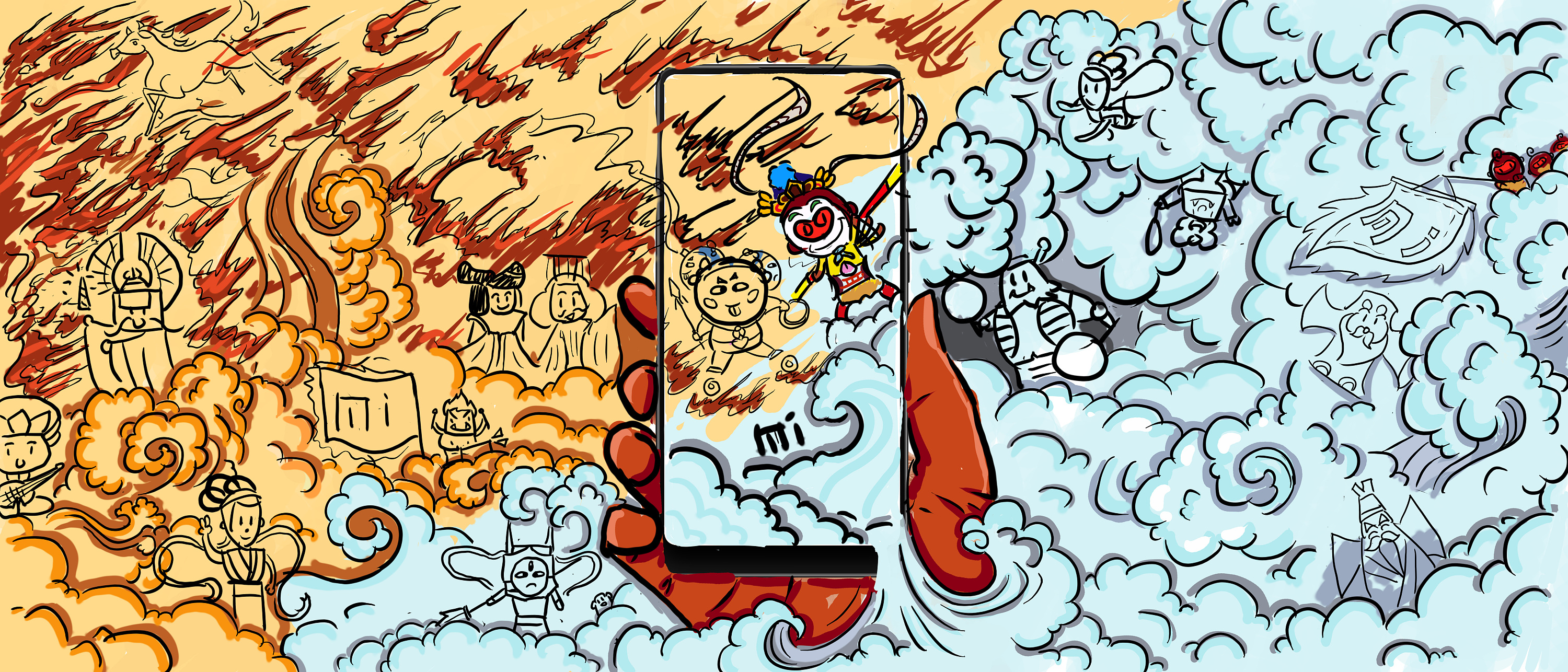 小米mix2全面屏海报设计 大闹天宫