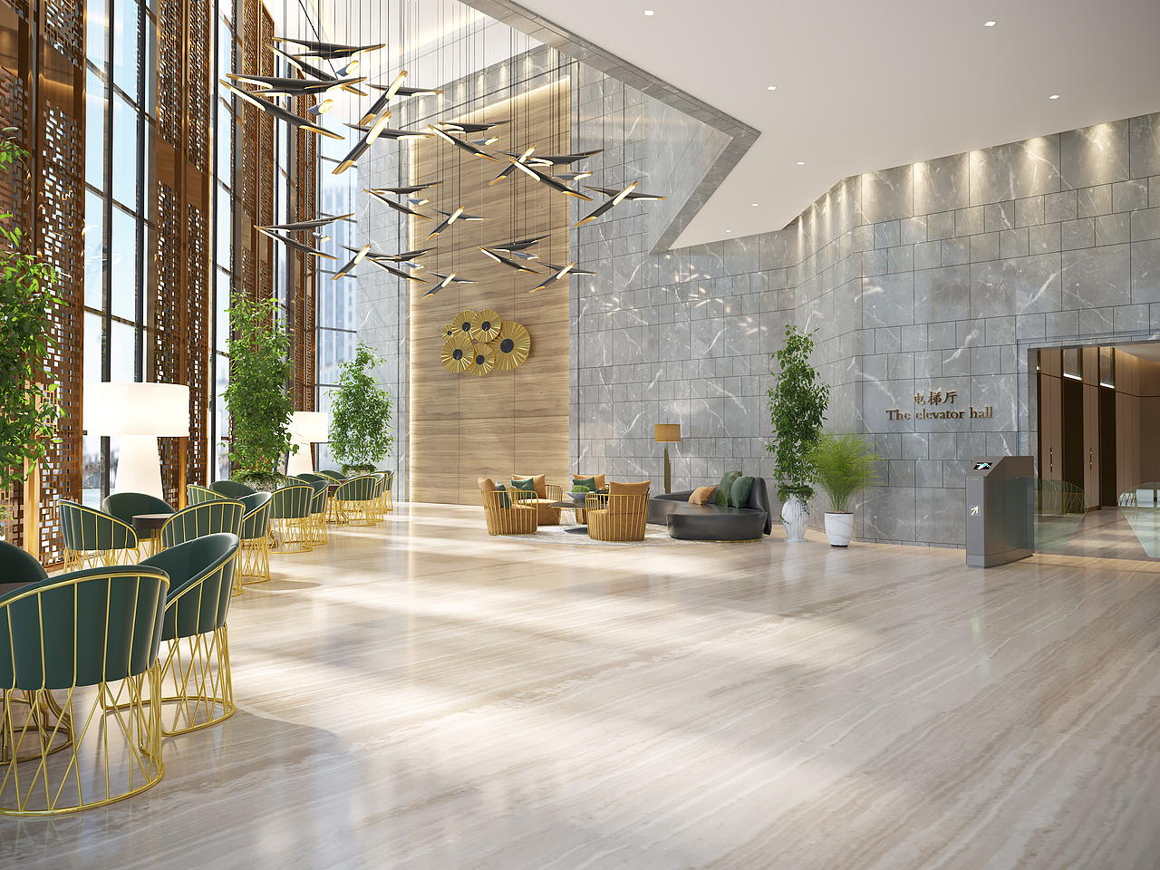 电晕渲染的一个办公大堂的设计（图ZMTExODU1MTYw） - 家装设计 - 站酷设计师中加睿吉设计曹欹原创素材 - 站酷ZCOOL