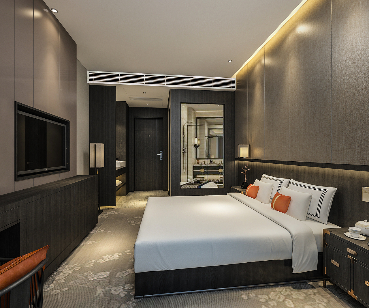 双人间客房（图ZMTU4OTkyMDEy） - 家装设计 - 站酷设计师一九九二效果图原创素材 - 站酷ZCOOL