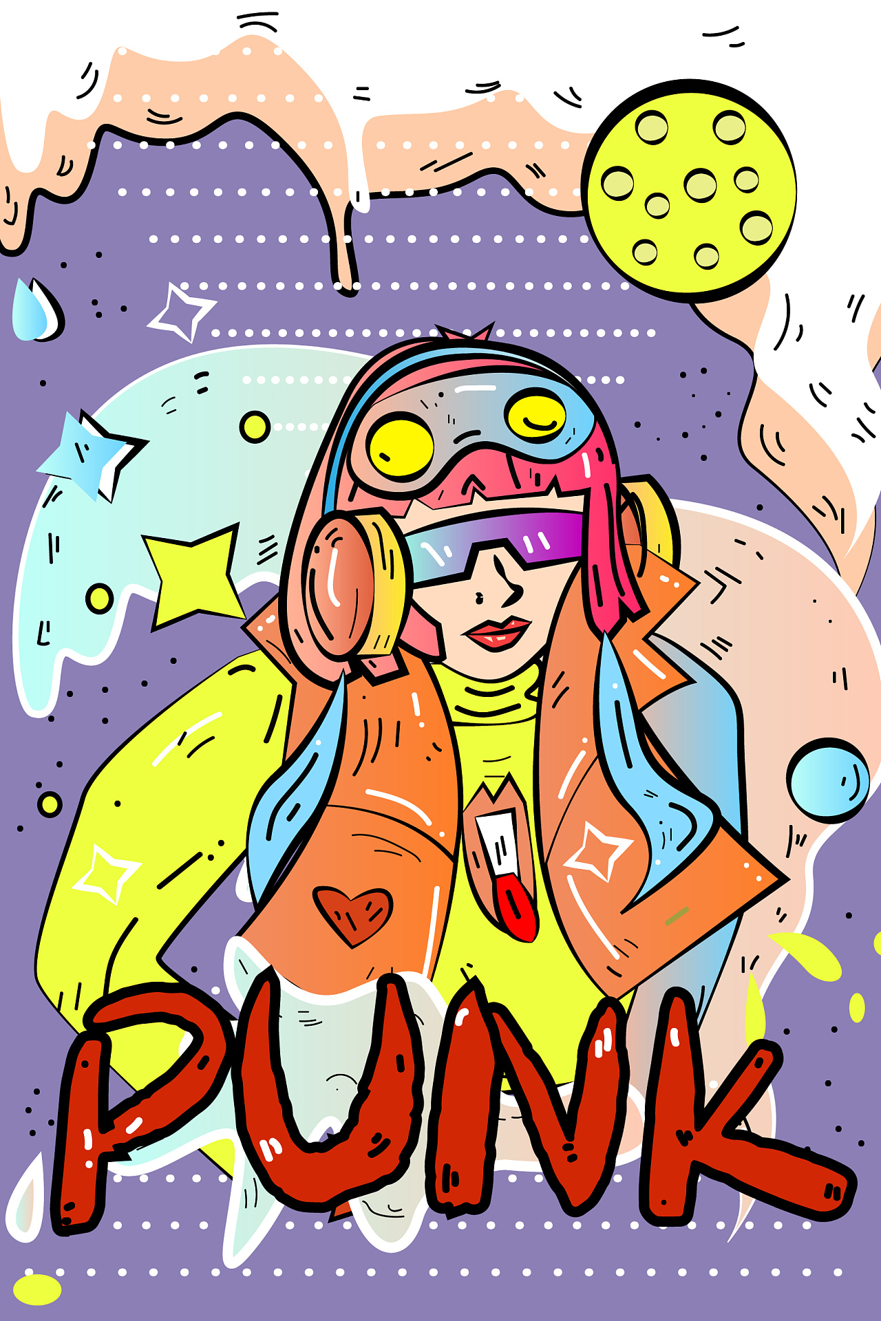 朋克蒸汽涂鸦modern摩登插画4张