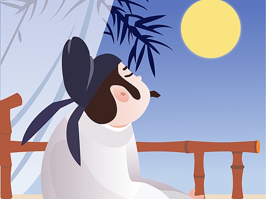 唐诗三百首《静夜思》李白/抖音插画/儿歌童谣