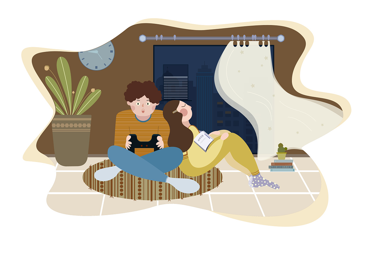 扁平人物场景习作|插画|创作习作|奔跑的小狮子leo - 原创作品 - 站酷