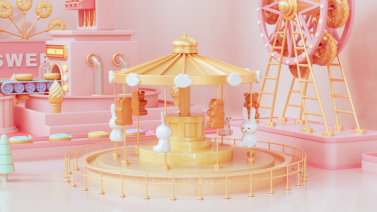 甜品游乐场【C4D作品集】（图ZMjk2NDkyMjA4） - 场景 - 站酷设计师西_面原创素材 - 站酷ZCOOL