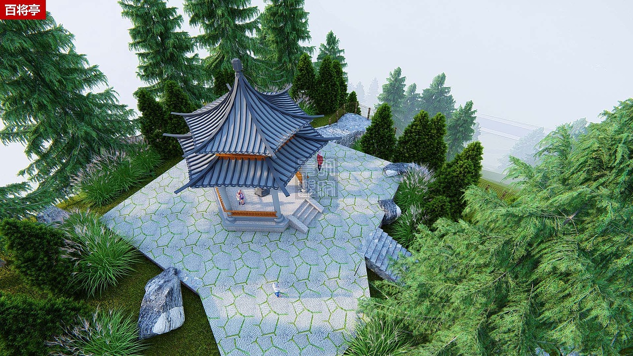 ▲北上先锋,一军百将
在下山路段次高峰,利于观景的平台,建设百将亭,亭子上方以连环画的形式,全景展示红二十五军长征的历史故事。亭子中间,竖立五边形立柱石碑,碑上刻记从红二十五军走出的一百位将军的名字和他们所获最高军衔。