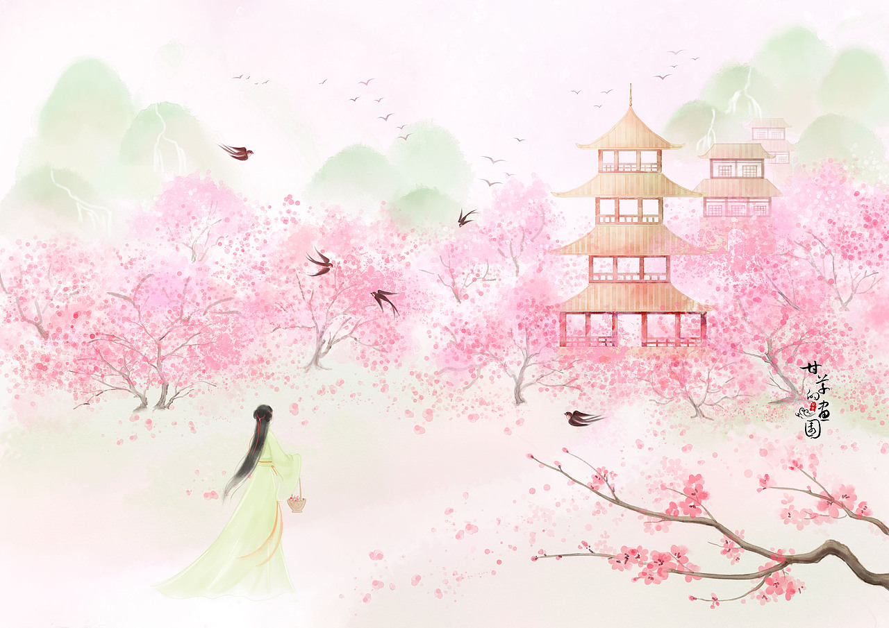 绘春天（图ZMzU5NjA1MDc2） - 商业插画 - 站酷设计师甘草的画园原创素材 - 站酷ZCOOL