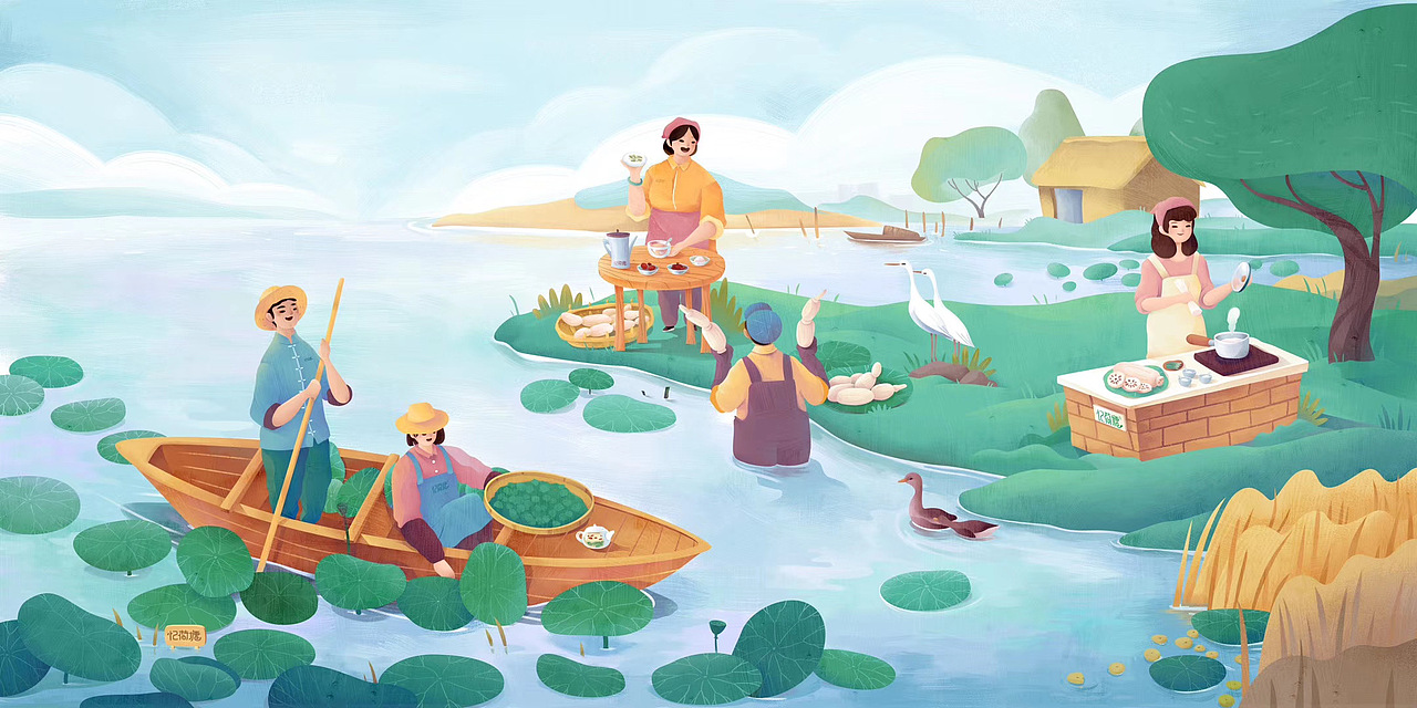 塞尚设计×孢子菌,忆荷塘插画包装设计