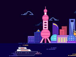 城市矢量插图-上海